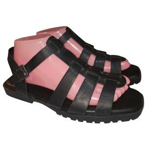 Wanted Sz 8 Athena Black Fisherman Style Side Buckle Y2K Summer Casual Sandals